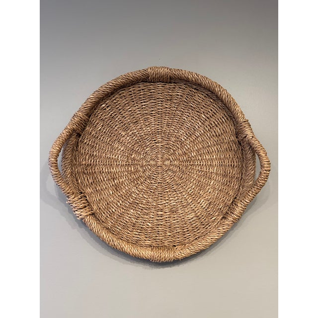 Vintage French 21” Woven Tray With Handles For Sale In Los Angeles - Image 6 of 16