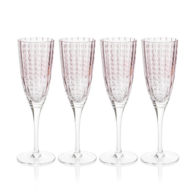 Pescara White Dot Champagne Flutes - Purple, Set of 4 For Sale - Image 4 of 4