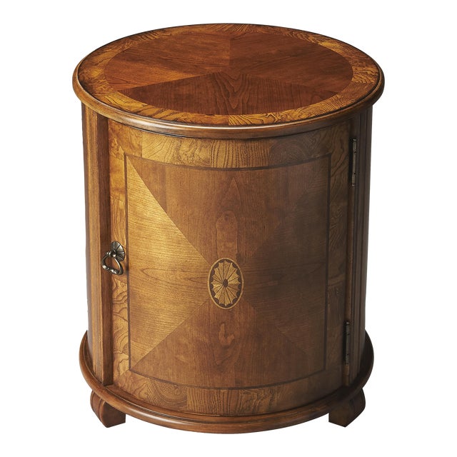 Lawrie 20"W Drum Table, Medium Brown For Sale