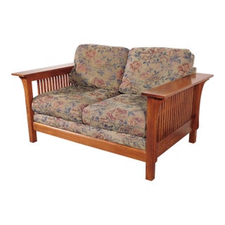 Fabulous Arts & Crafts / Mission Oak Settee Loveseat by Bassett Furniture For Sale