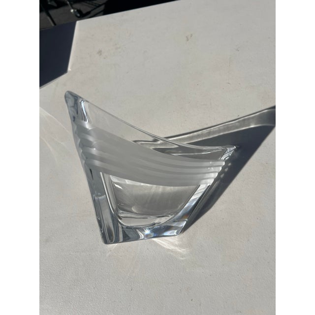Vintage Postmodern Mikasa "Legacy" Frosted Geometric Crystal Centerpiece Bowl For Sale - Image 10 of 10