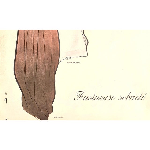 Mid-Century Modern 1947 Mid-Century French Fashion Print-Evening Gowns-Gruau For Sale - Image 3 of 4