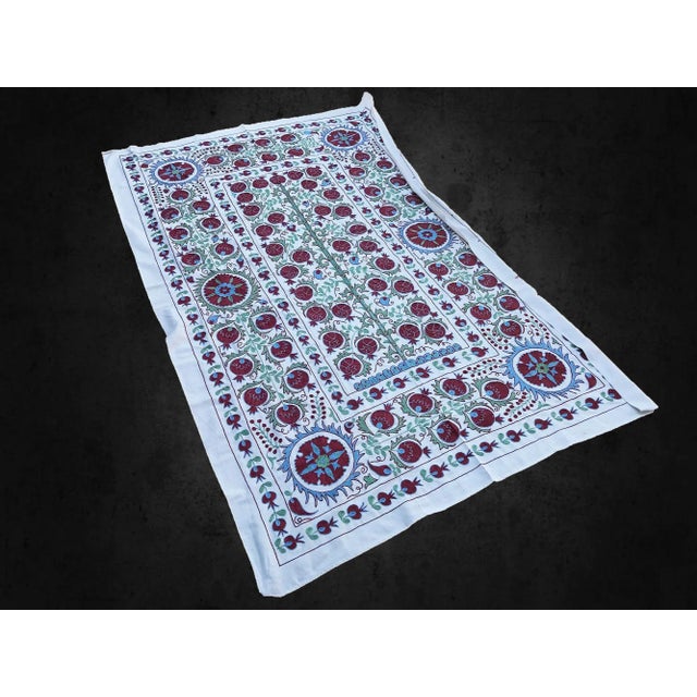 Handmade Pomegranate Tree Desing Crochet Suzani Tapestry For Sale - Image 4 of 6