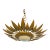 Spanish Gilt Metal Feathered Crown Ceiling Fixture With Opaline Globe For Sale