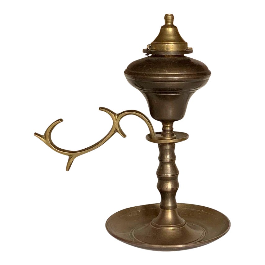 Early American Brass Handheld Oil Lamp Chairish