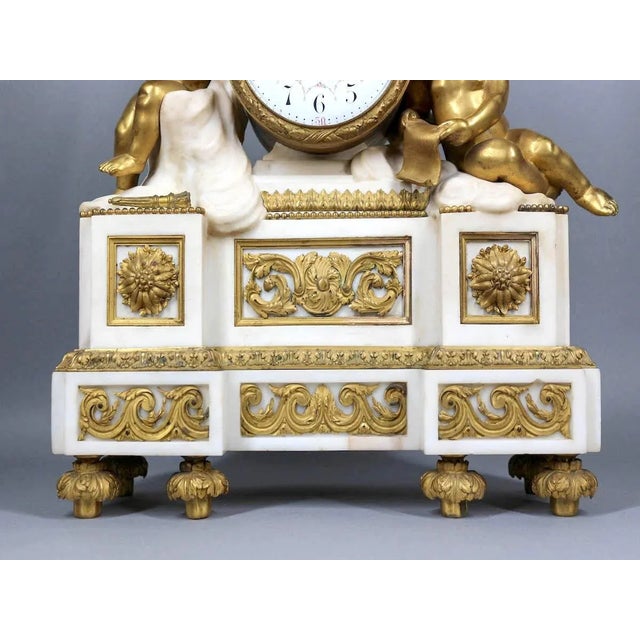 Metal Louis XVI Gilt Bronze and Marble Table/Chimney Clock, France, Circa 1860 For Sale - Image 7 of 12