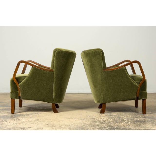 Danish Art Deco Lounge Chairs by Alfred Christensen, Walnut & Mohair, 1940s For Sale - Image 14 of 18