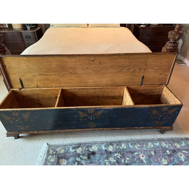 Antique Eastern European Floral Painted Pine Wood Marriage Chest/Marriage Box (Dated 1869) For Sale - Image 4 of 8