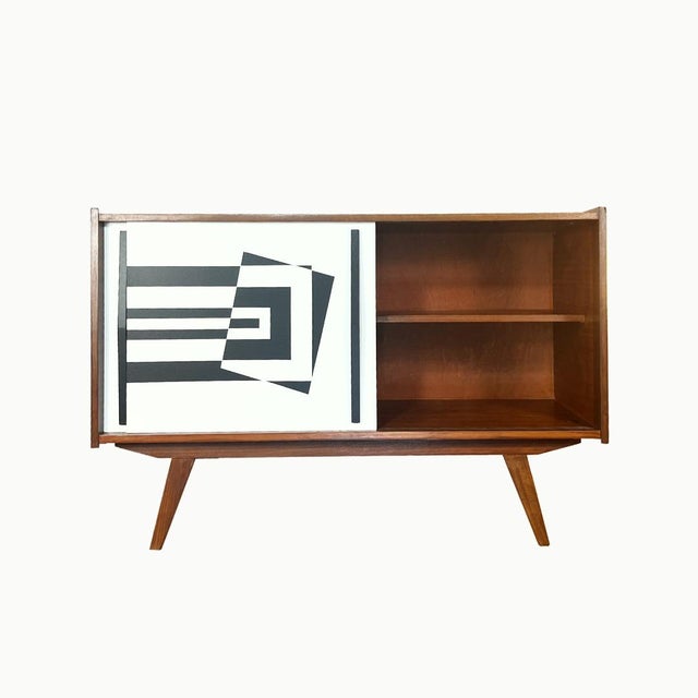 Two-Door Sideboard with Op Art Motif, Poland, 1963 For Sale - Image 3 of 10