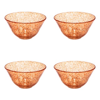Antibes 4-Piece Set Glass Bowls, Orange For Sale