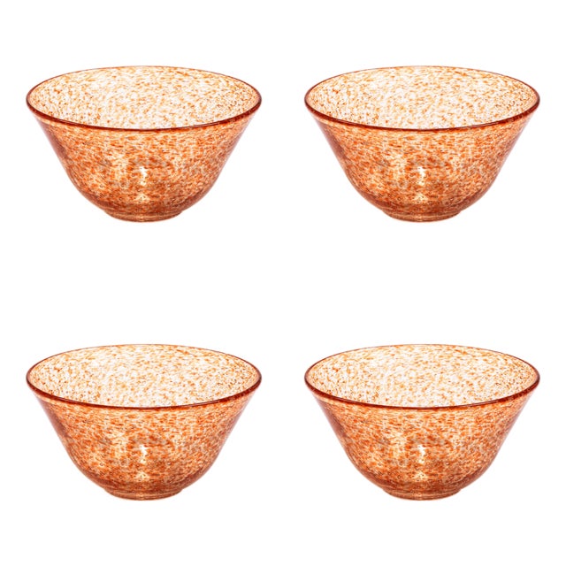 Antibes 4-Piece Set Glass Bowls, Orange For Sale