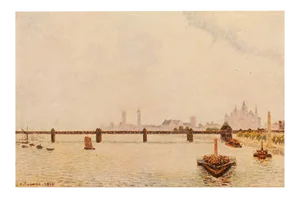 1940s After Camille Pissarro "Charing Cross Bridge", First Edition Parisian Lithograph