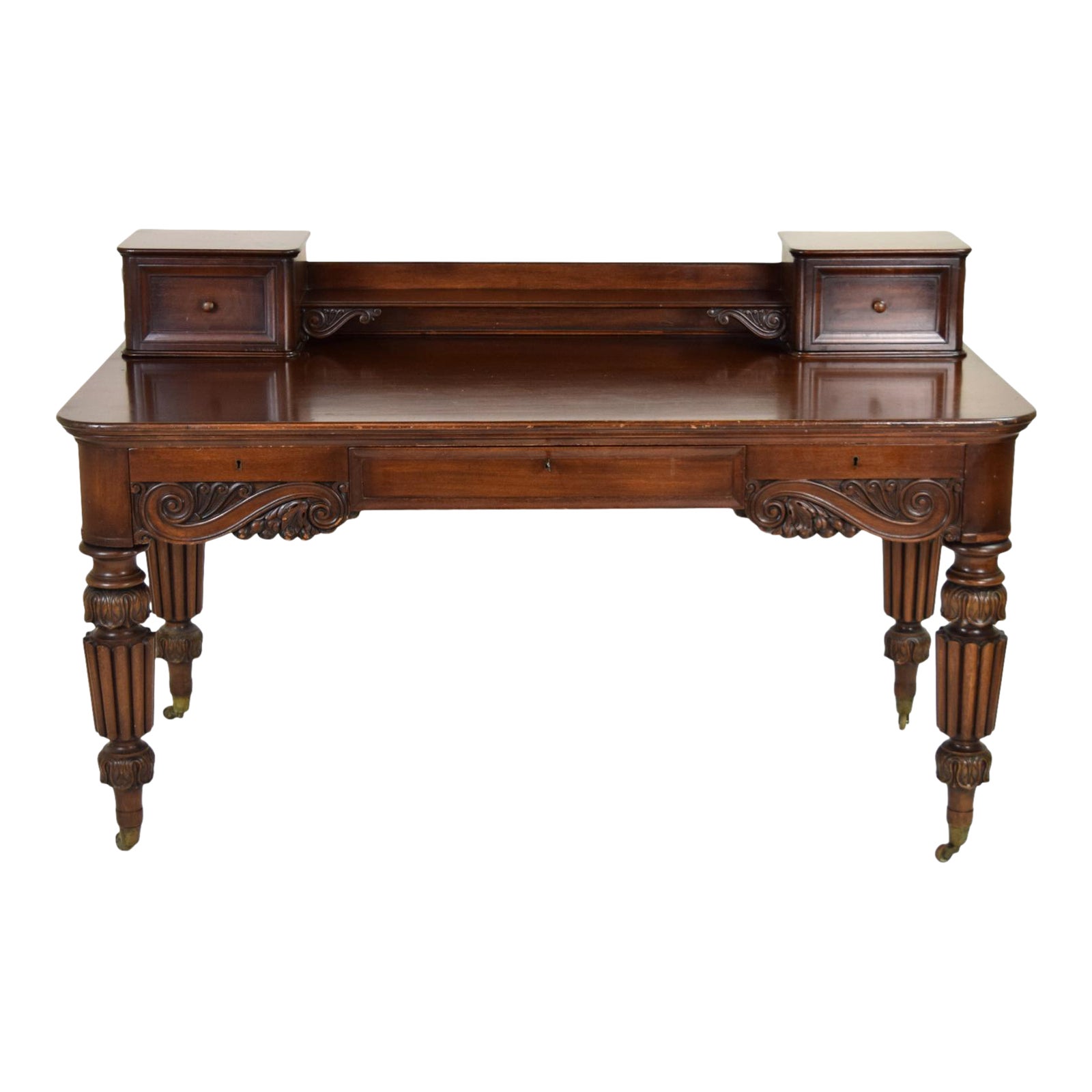 Antique Heavily Carved Mahogany Executive Desk Cowan Circa 1900 Chicago