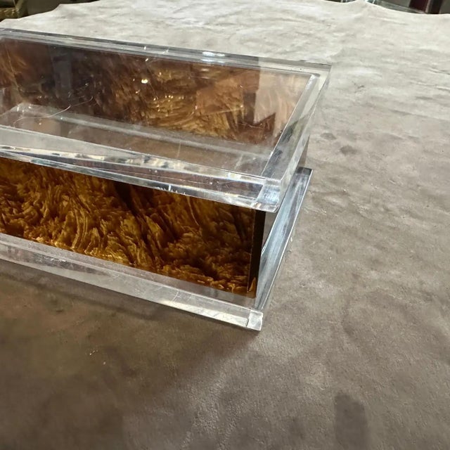 1970s Clear and Faux Tortoiseshell Lucite Vanity Box in the Manner of Dior Home For Sale - Image 10 of 11