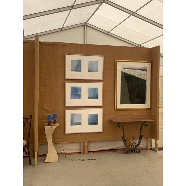 Art Deco Iron + Marble French Art Deco Poillerat-Style Wall-Mounted Console Table For Sale - Image 3 of 18