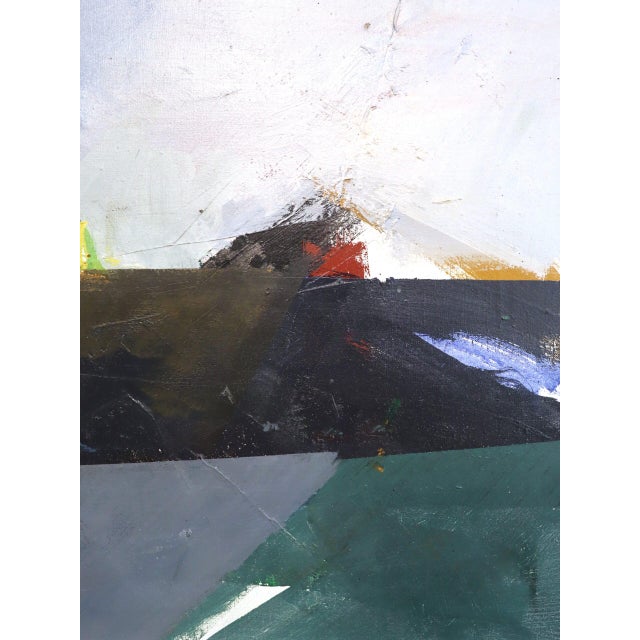 Mid-Century Modern 'Edge of the Land' Vintage Original Abstract Landscape Oil Painting by Swedish Artist Hans Osswald (1919-1983), Framed For Sale - Image 14 of 15