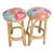 1990s Bamboo Honey Tropical Style Barstool Backless Upholstered Seat Set of 2 For Sale