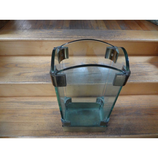 1960s Italian Modern Brass and Glass Umbrella Stand For Sale - Image 4 of 12