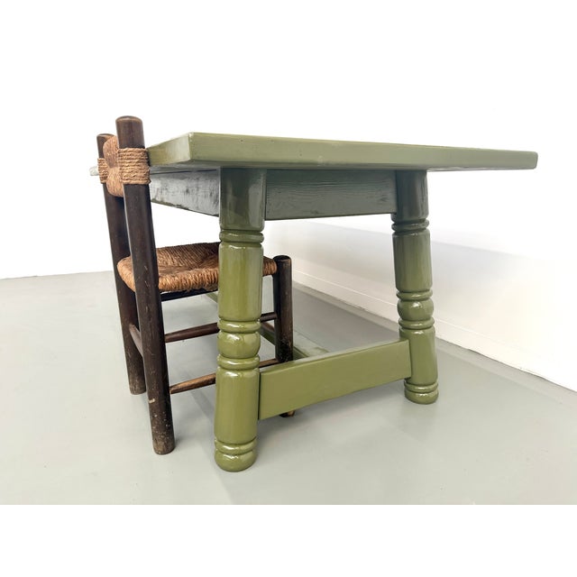 Olive Green Lacquered Dining Table from DLG Georges Robert, 1970 For Sale - Image 12 of 18