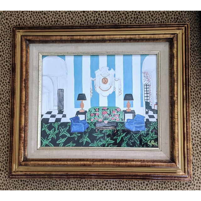 Original Fauvist Greenbrier Resort Hotel "Lobby Lounge" Dorothy Draper Interior Art For Sale - Image 11 of 13