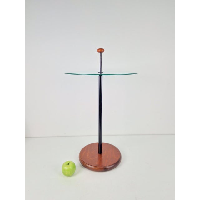 Metal Postmodern Side Table with Ball Handle and Glass Top, 1980s For Sale - Image 7 of 8