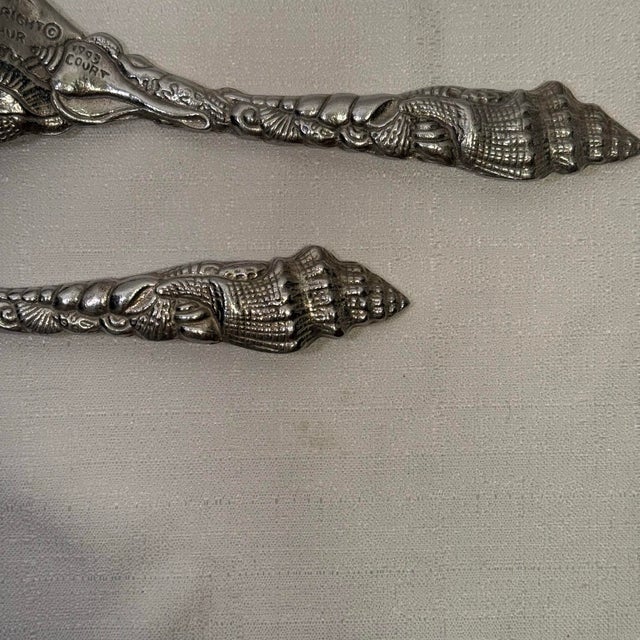 Vintage 1993 Arthur Court Marine Life Shell Salad Servers - Pair For Sale - Image 9 of 12