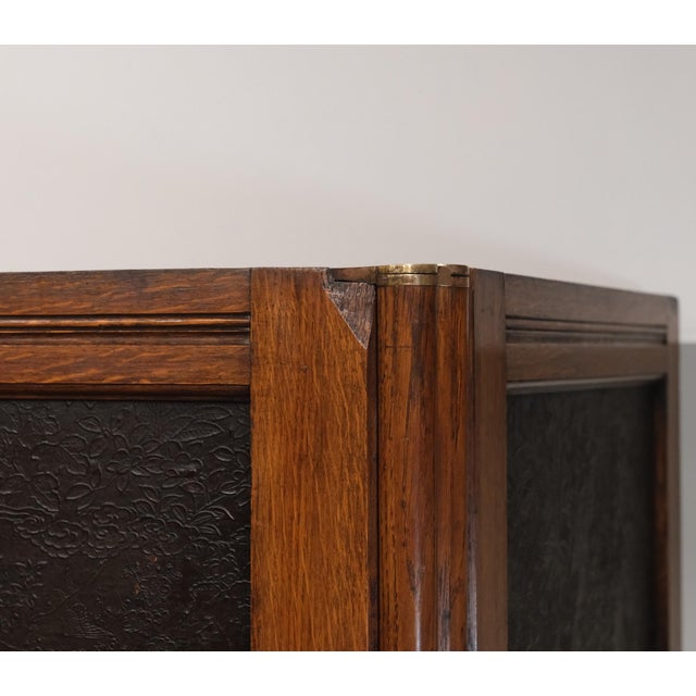 Arts and Crafts Oak Room Divider with Botanical Motifs Panels, 1890s For Sale - Image 15 of 18