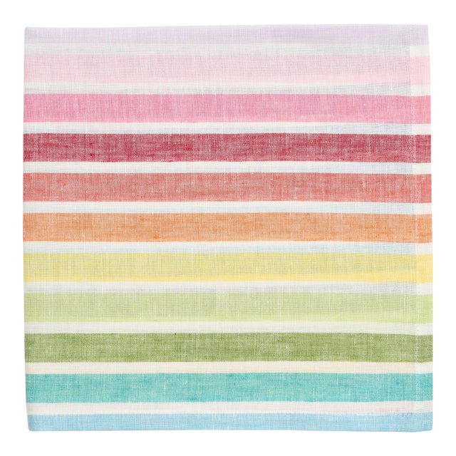 Deborah Rhodes Bermuda Stripe Napkins, Summer Set of 4 For Sale