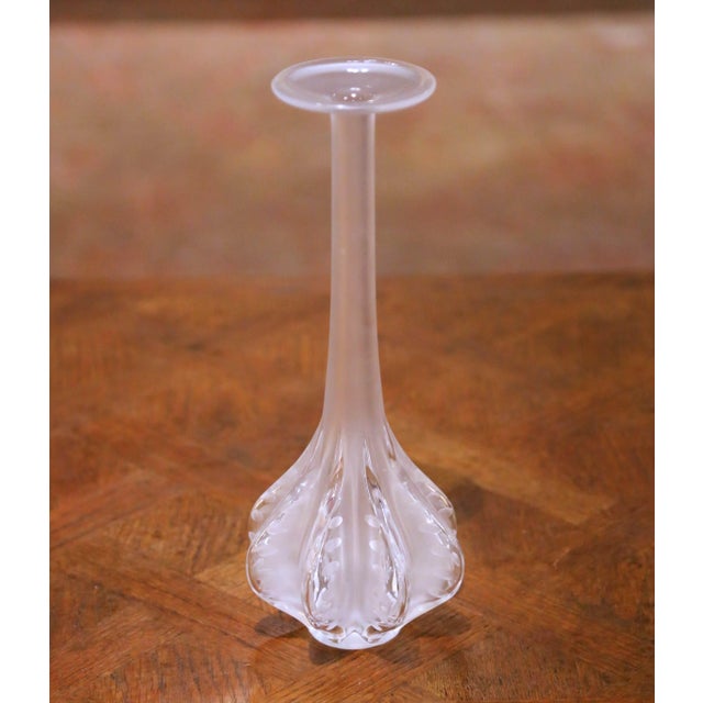 Vintage French Frosted Crystal Soliflore Vase by Marie-Claude Lalique For Sale In Dallas - Image 6 of 10