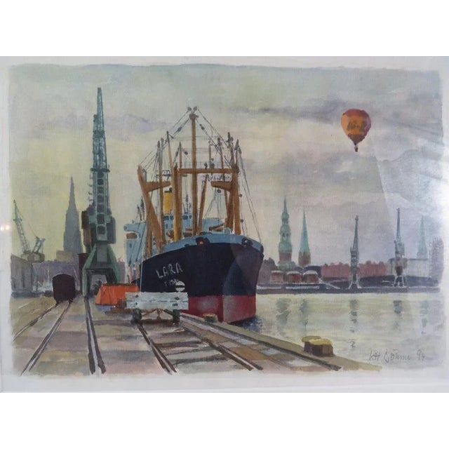 Industrial Karl-Heinz Böhme, Hamburg Hafen, 1994, Watercolor, Framed For Sale - Image 3 of 9
