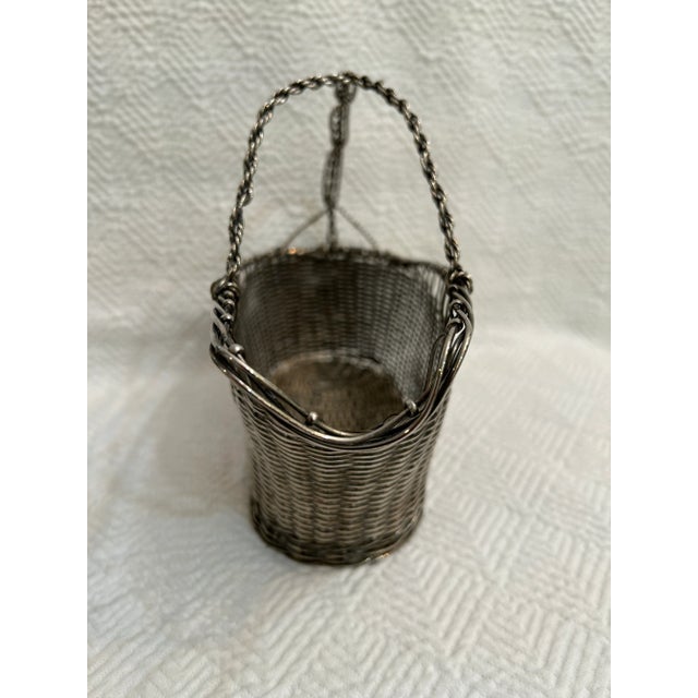 Contemporary Late 20th Century Woven Silverplate Wine Bottle Caddy For Sale - Image 3 of 8