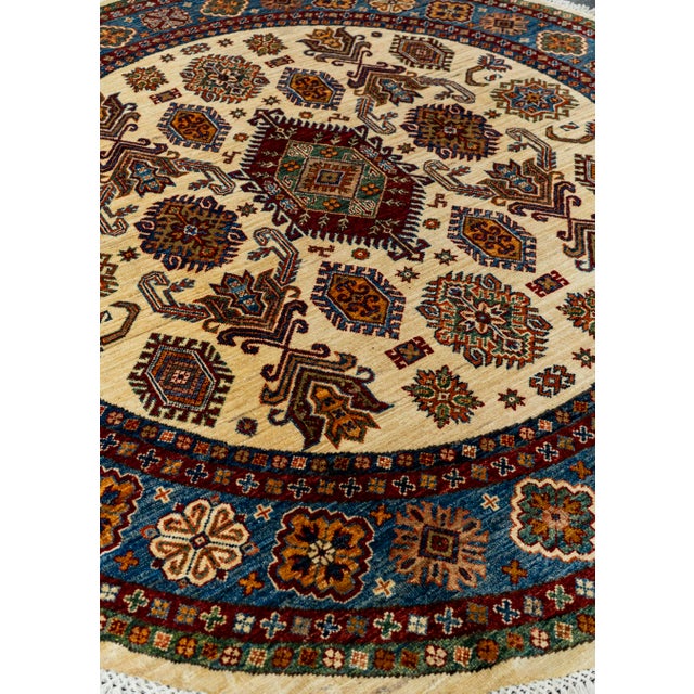 Contemporary Oriental Hand Knotted Round Rug 5'10" x 5'10" For Sale - Image 3 of 4