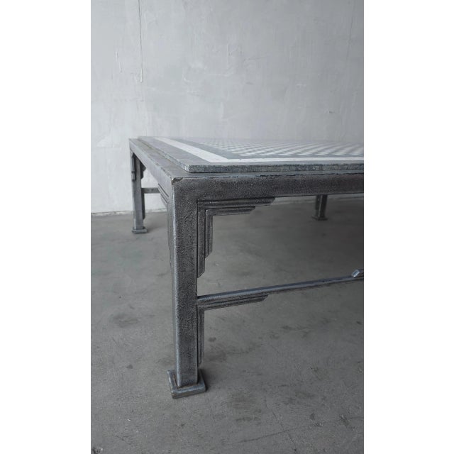 Metal Art Deco Style Coffee Table With Checkerboard Mosaic Top For Sale - Image 7 of 7