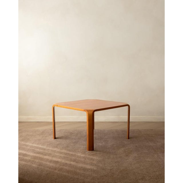 A vintage japanese mid-century modern t-2001 low coffee table in moulded plywood, designed by saburo inui for tendo mokko...