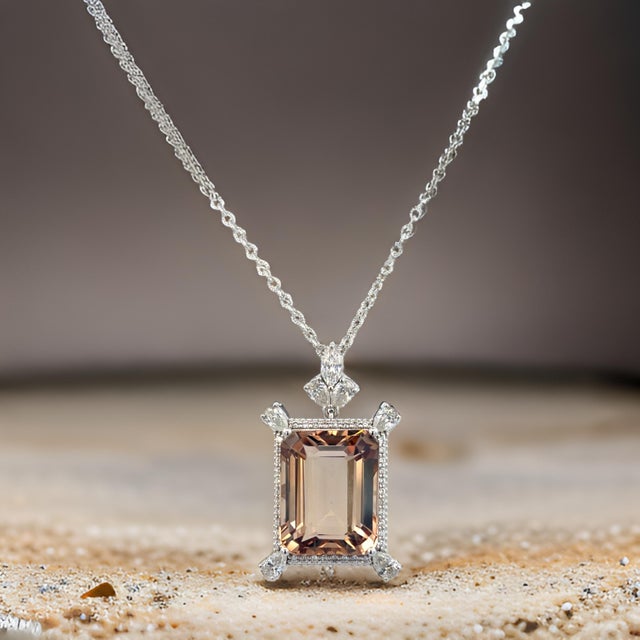 Silver Natural Smoky Topaz Diamond Necklace 20" 14k Gold 38.38 TCW Certified For Sale - Image 8 of 16