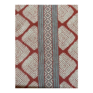 Austin Coral and Spa Blue by Thibaut Linen Fabric 2 Yards For Sale