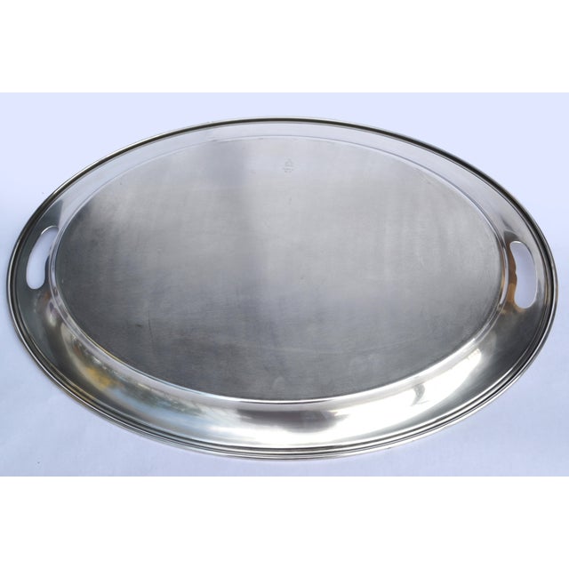 Early 20th Century Distressed Look Gorham Oval Silver Plate Platter Butler Tray For Sale - Image 9 of 10