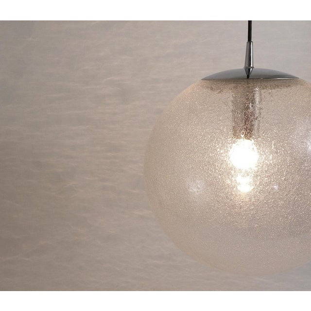 Large Bubble Glass and Chrome Globe Pendant Lamp from Peill & Putzler, Germany, 1970s For Sale - Image 3 of 18