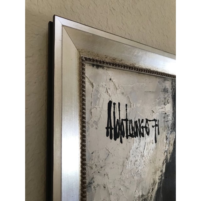 Contemporary Aldo Luongo Man in Black 1971 Original Oil Painting on Canvas, Framed For Sale - Image 3 of 6