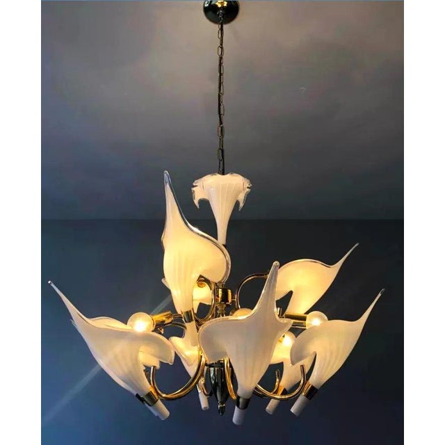 Metal Murano Chandelier by Franco Luce Calla Lily For Sale - Image 7 of 8