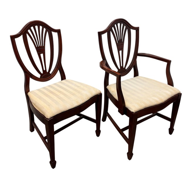 Late 20th Century Vintage Sheraton Style Solid Mahogany Dining Chairs - Set of 6 For Sale - Image 5 of 10