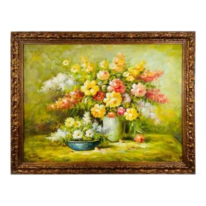 Large Still Life Flowers Oil on Canvas Painting, Signed and Framed