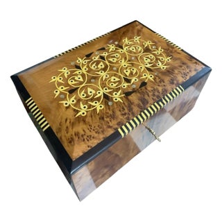 Moroccan Juniper Wood Embossed Jewelry Box For Sale