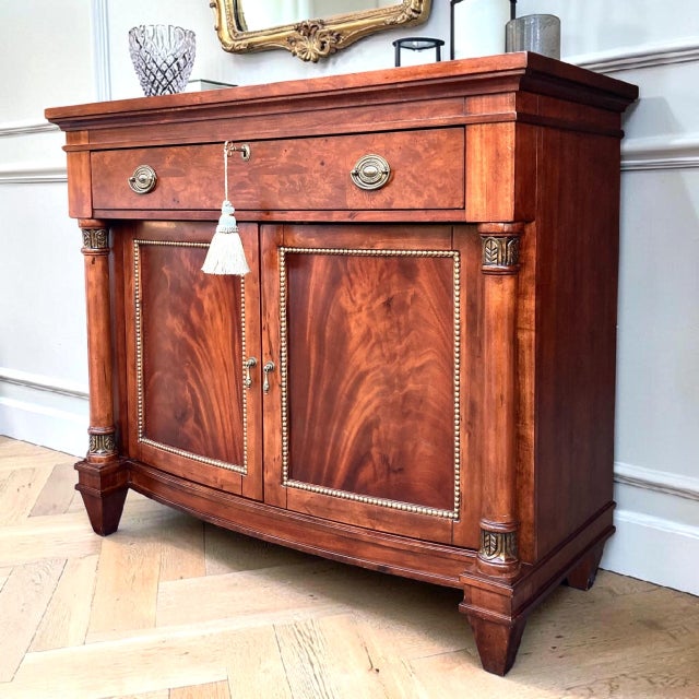 Wood Vintage Mahogany Bow Front Cabinet | Sideboard | Statement Entryway Cabinet For Sale - Image 7 of 11