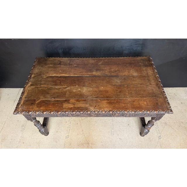 Antique Table in Carved Oak, 1860 For Sale - Image 4 of 14