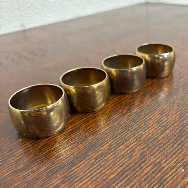 Traditional Vintage Brass Napkin Rings - Set of 4 For Sale - Image 3 of 6