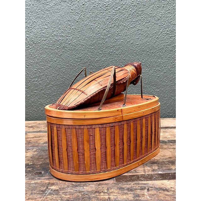 Vintage Shanghai Weave Woven Rattan Bug Box For Sale - Image 11 of 12