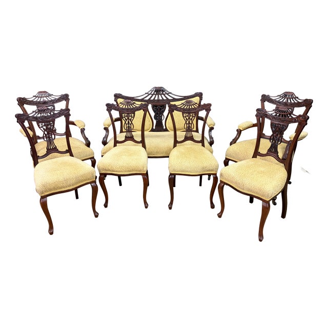 Victorian Mahogany Salon Suite, 1890, Set of 7 For Sale