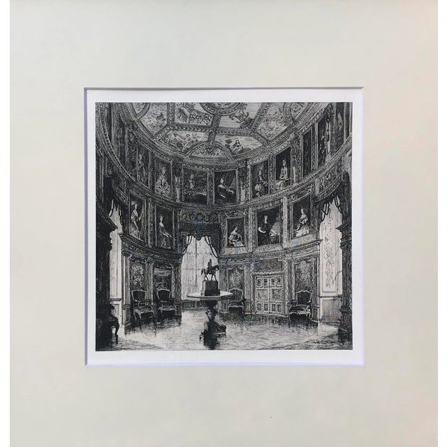 Antique French Etching Chateau Bussy Rabutin by Eugene Sadoux c. 1860. Presented matted and framed image 6.5" x 6.5"...