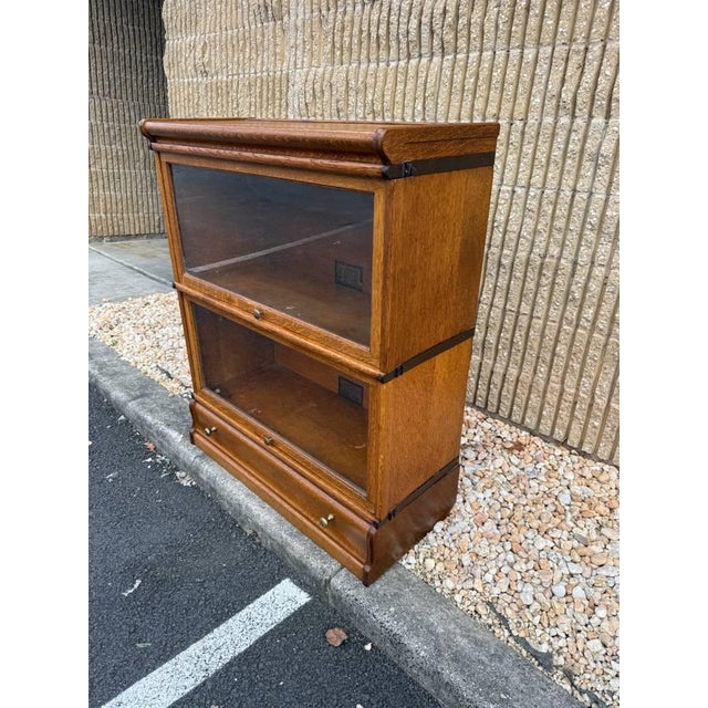 Early 20th Century Early 20th Century Globe -Wernicke Antique Tiger Oak Two Stacking Bookcase For Sale - Image 5 of 15